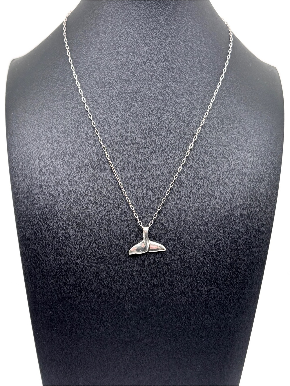 Vintage Sterling Silver Whale Tail Pendant Necklace